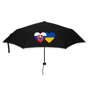 Slowakei Ukraine Flagge Herz - Regenschirm (klein) - Schwarz - Vorne