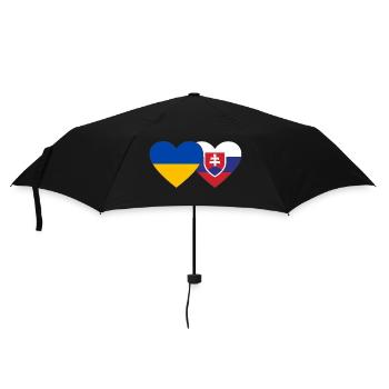Ukraine Slowakei Flagge Herz - Regenschirm (klein) - Schwarz - Vorne
