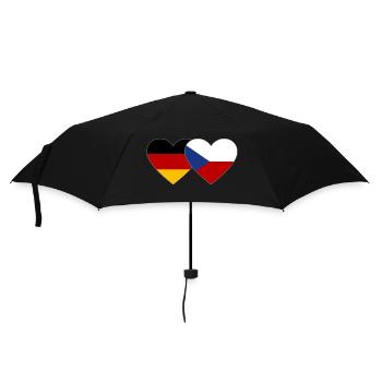 Germany Czech Republic Flag Heart Flag - Umbrella (small) - black - Front
