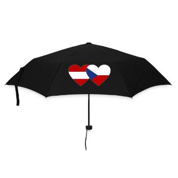Österreich Tschechien Flagge Herz Flagge - Regenschirm (klein) - Schwarz - Vorne
