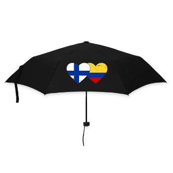 Finland Colombia Flag Heart Used - Umbrella (small) - black - Front