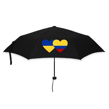Ukraine Colombia Flag Heart - Umbrella (small) - black - Front