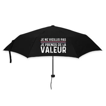 Ich werde nicht alt, ich steigere meinen Wert - Regenschirm (klein) - Schwarz - Vorne