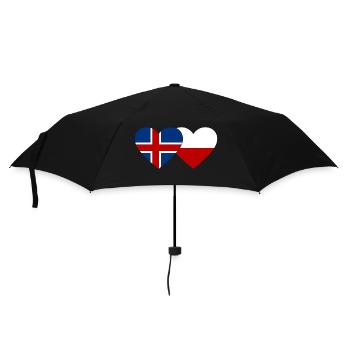 Islande Pologne Drapeau Coeur - Parapluie standard - noir - Devant