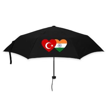Türkei Indien Flagge Herz - Regenschirm (klein) - Schwarz - Vorne