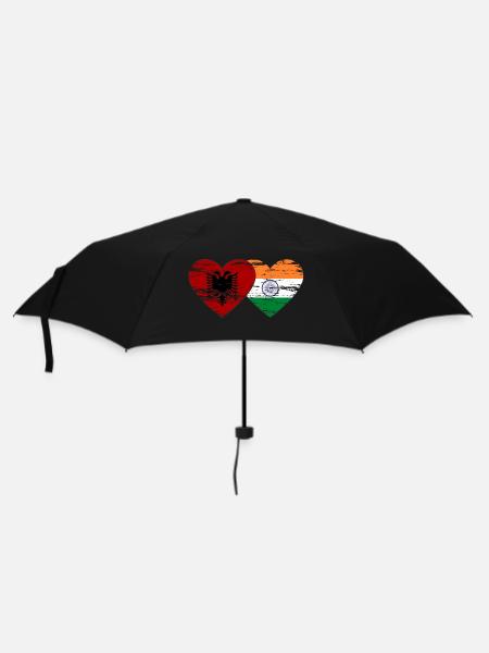 Albania India Flag Heart Used - Umbrella (small) - black
