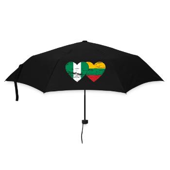 Nigeria Litauen Flagge Herz used - Regenschirm (klein) - Schwarz - Vorne