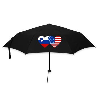 Slowenien USA Flagge Herz - Regenschirm (klein) - Schwarz - Vorne