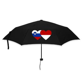 Slowenien Indonesien Flagge Herz - Regenschirm (klein) - Schwarz - Vorne