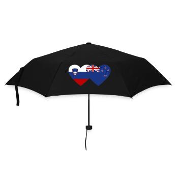 Slowenien Neuseeland Flagge Herz - Regenschirm (klein) - Schwarz - Vorne