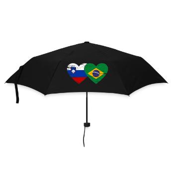 Slovenia Brazil flag heart used - Umbrella (small) - black - Front