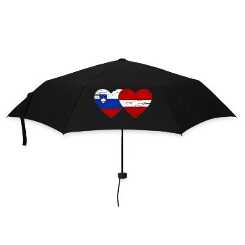 Slovenia Latvia flag heart used - Umbrella (small) - black - Front