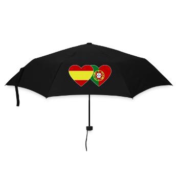 Spanien Portugal Flagge Herz - Regenschirm (klein) - Schwarz - Vorne