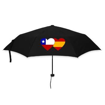 Chile Spanien Flagge Herz - Regenschirm (klein) - Schwarz - Vorne