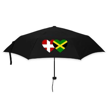 Dänemark Jamaika Flagge Herz - Regenschirm (klein) - Schwarz - Vorne