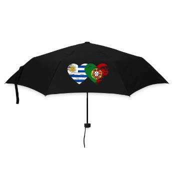 Uruguay Portugal Flagge Herz used - Regenschirm (klein) - Schwarz - Vorne