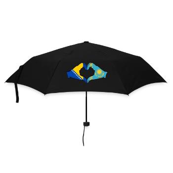 Bosnia Kazakhstan Flag Hands Heart Shape - Umbrella (small) - black - Front