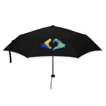 Bosnia Kazakhstan flag hands heart shape used - Umbrella (small) - black - Front