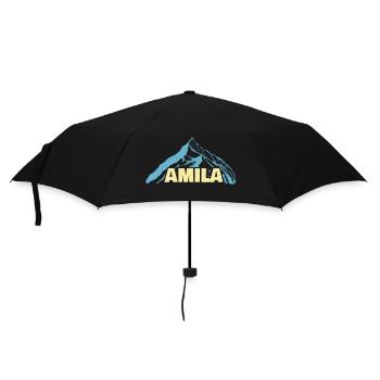 Geschenk für Amila - Regenschirm (klein) - Schwarz - Vorne