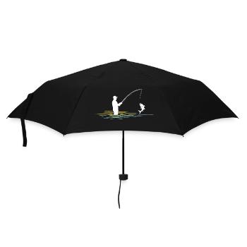 Herzschlag Herzlinie Angler Männer - Regenschirm (klein) - Schwarz - Vorne
