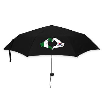 Nigeria South Korea Flag Hands Heart Shape Used - Umbrella (small) - black - Front