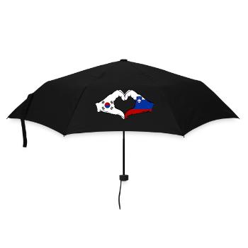 South Korea Slovenia Flag Hands Heart Shape - Umbrella (small) - black - Front