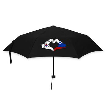 South Korea Slovenia flag hands heart shape used - Umbrella (small) - black - Front