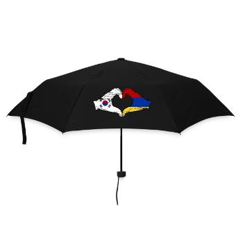 Südkorea Armenien Flagge Hände Herzform used - Regenschirm (klein) - Schwarz - Vorne