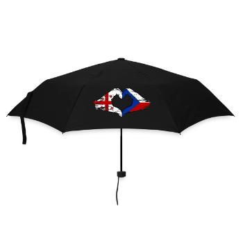 Georgien Tschechien Flagge Hände Herzform used - Regenschirm (klein) - Schwarz - Vorne