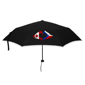 Canada République tchèque drapeau mains forme de coeur utilisé - Parapluie standard - noir - Devant