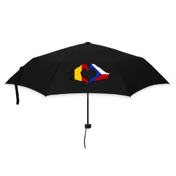 Belgique République tchèque drapeau mains coeur - Parapluie standard - noir - Devant