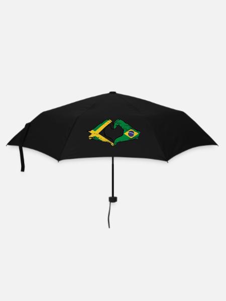 Jamaika Brasilien Hände Herzform used - Regenschirm (klein) - Schwarz
