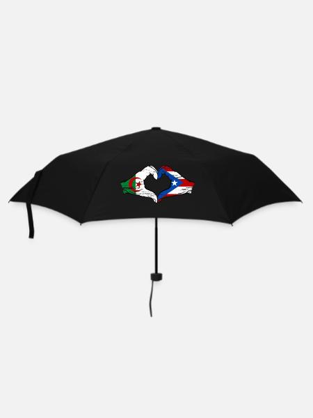 Algérie Porto Rico Drapeau Mains Coeur Forme Utilisé - Parapluie standard - noir