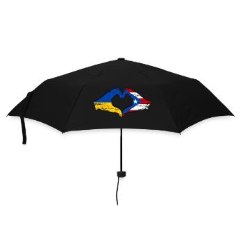 Ukraine Puerto Rico Flag Hands Heart Shape Used - Umbrella (small) - black - Front
