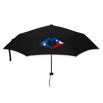 Kosovo Chile Flagge Hände Herzform used - Regenschirm (klein) - Schwarz - Vorne
