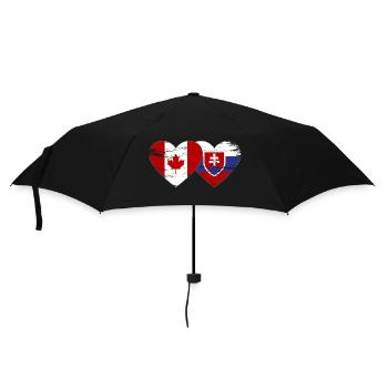 Canada Slovakia flag heart used - Umbrella (small) - black - Front