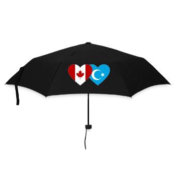 Drapeau ouïghour du Canada Cœur - Parapluie standard - noir - Devant