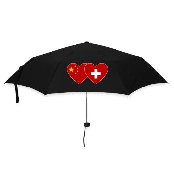 China Switzerland Flag Hands Heart Shape - Umbrella (small) - black - Front