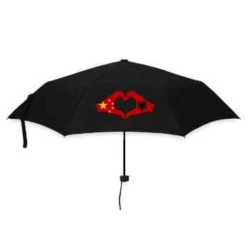 Chine Albanie Drapeau Mains Coeur Forme - Parapluie standard - noir - Devant