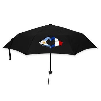Argentina France Flag Hands Heart Shape Used - Umbrella (small) - black - Front