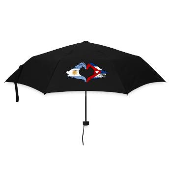 Argentina Cuba Flag Hands Heart Shape Used - Umbrella (small) - black - Front