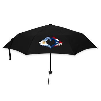 Argentina Puerto Rica Flag Hands Heart Shape Used - Umbrella (small) - black - Front