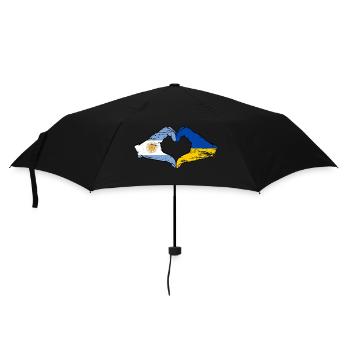 Argentina Ukraine Flag Hands Heart Shape Used - Umbrella (small) - black - Front