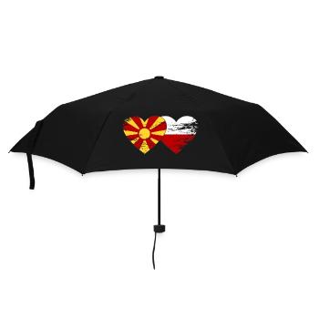 Mazedonien Polen Flagge Herz used - Regenschirm (klein) - Schwarz - Vorne