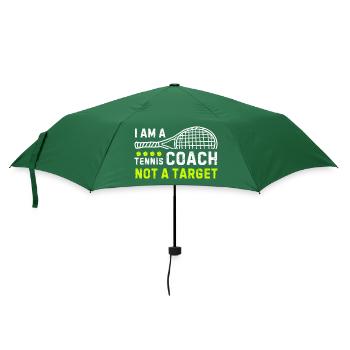 Tennistrainer Zitat mit Schläger-Motiv - Regenschirm (klein) - Flaschengrün - Vorne