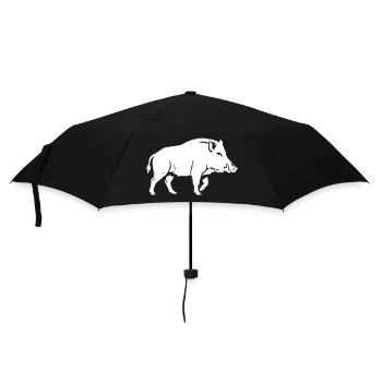 Wildschwein Silhouette Jäger Wald Vektor - Regenschirm (klein) - Schwarz - Vorne