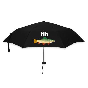 Fih Lustiger Fisch Herren Angeln Fih - Regenschirm (klein) - Schwarz - Vorne