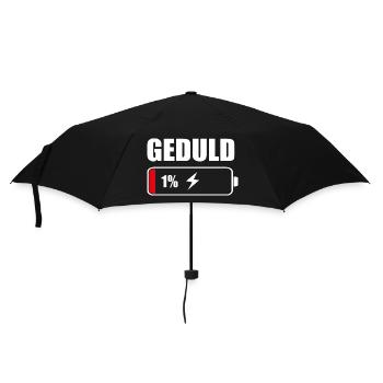 Geduld 1% – Lustiger Spruch Akku Design - Regenschirm (klein) - Schwarz - Vorne