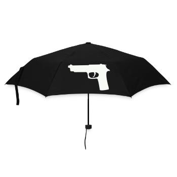 Pistol silhouette in contrast - Umbrella (small) - black - Front