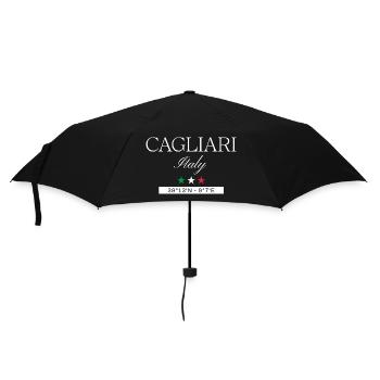 Cagliari Italien Souvenir – Reise minimalistisch - Regenschirm (klein) - Schwarz - Vorne